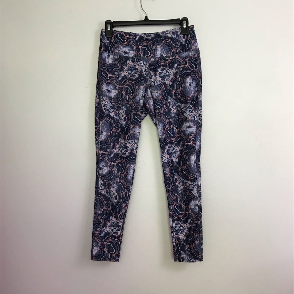 Jockey Womens Sz Small Dark Purple Pink Patterned Leggings Stretch Yoga Pants